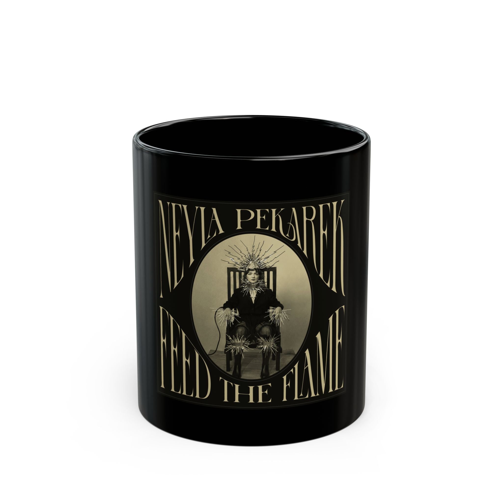 Feed the Flame Black Mug — Goth Vintage Portrait Coffee Cup